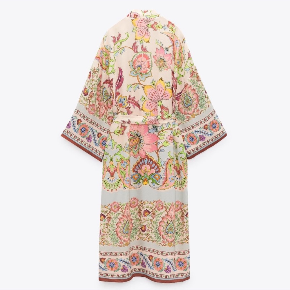 NWT Zara Printed Long Sleeve Kimono Robe Size S - Picture 4 of 12
